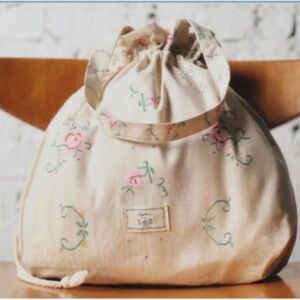 Sezane x Sea New York Cream Floral Drawstring Tote Bag